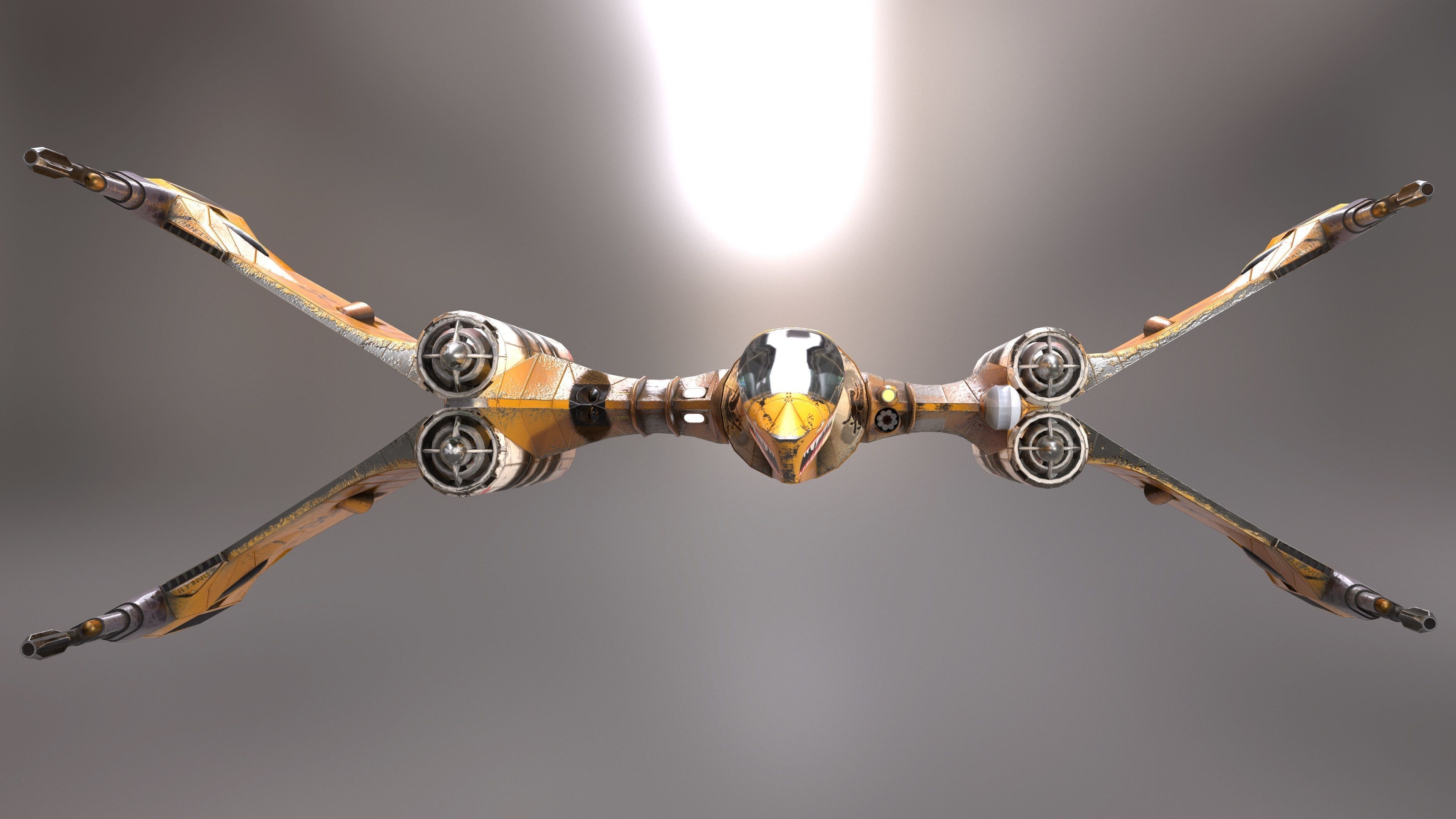 T-Fighter space superiority fighter Low-poly 3D model_16