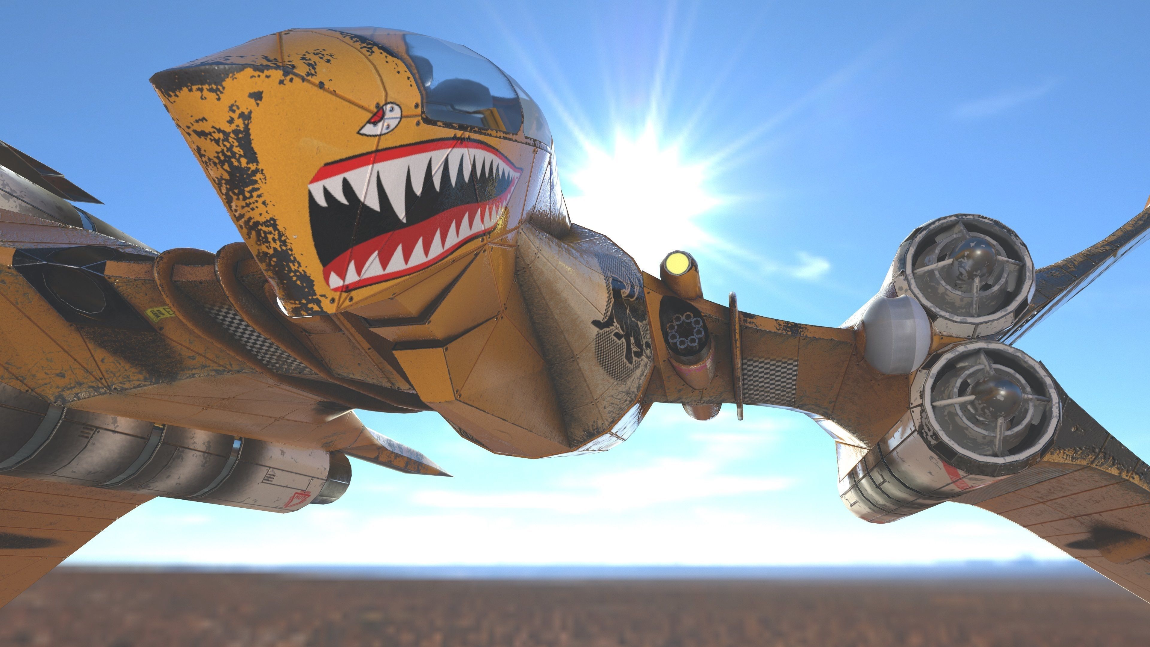 T-Fighter space superiority fighter Low-poly 3D model_27