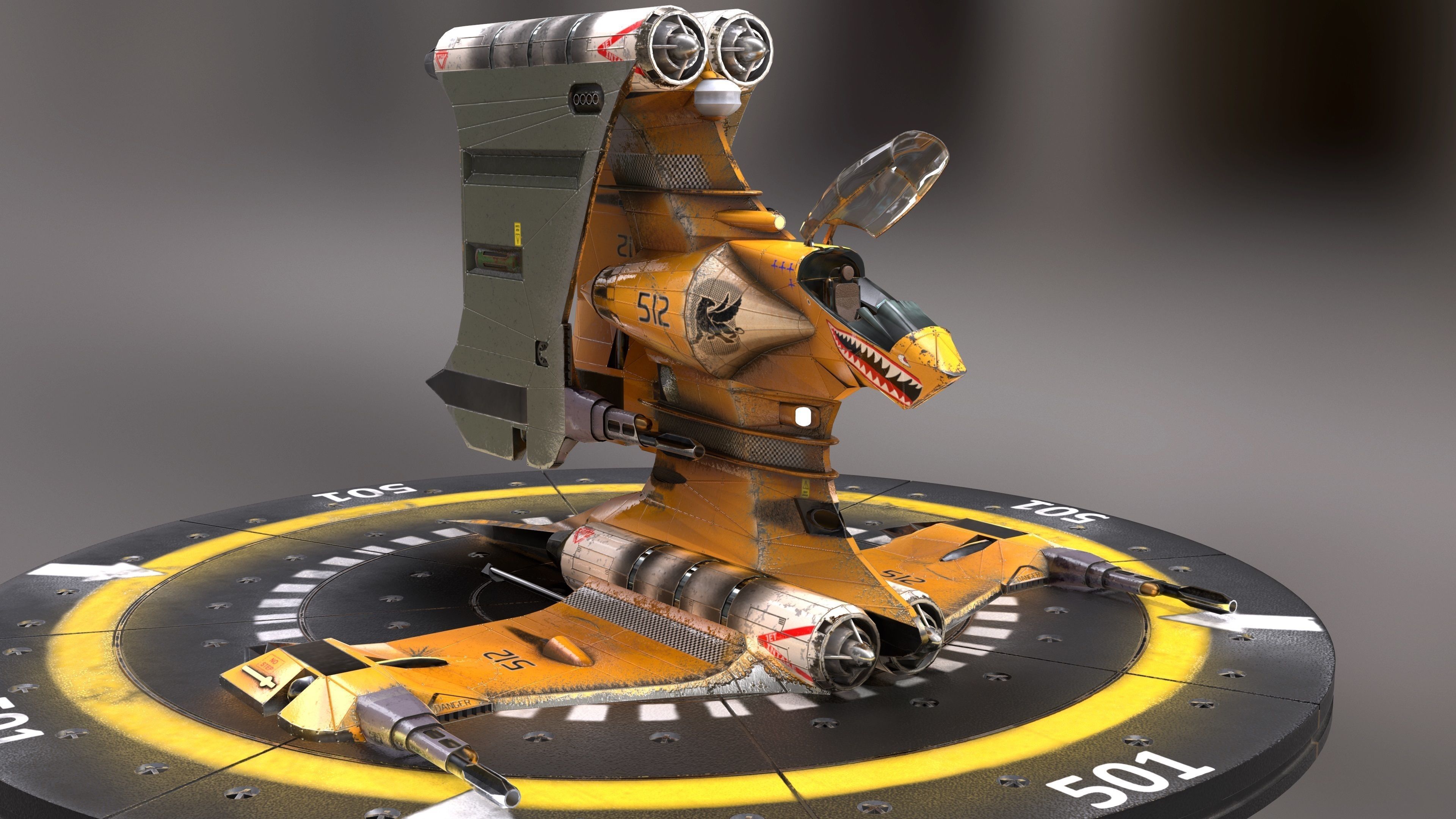 T-Fighter space superiority fighter Low-poly 3D model_10