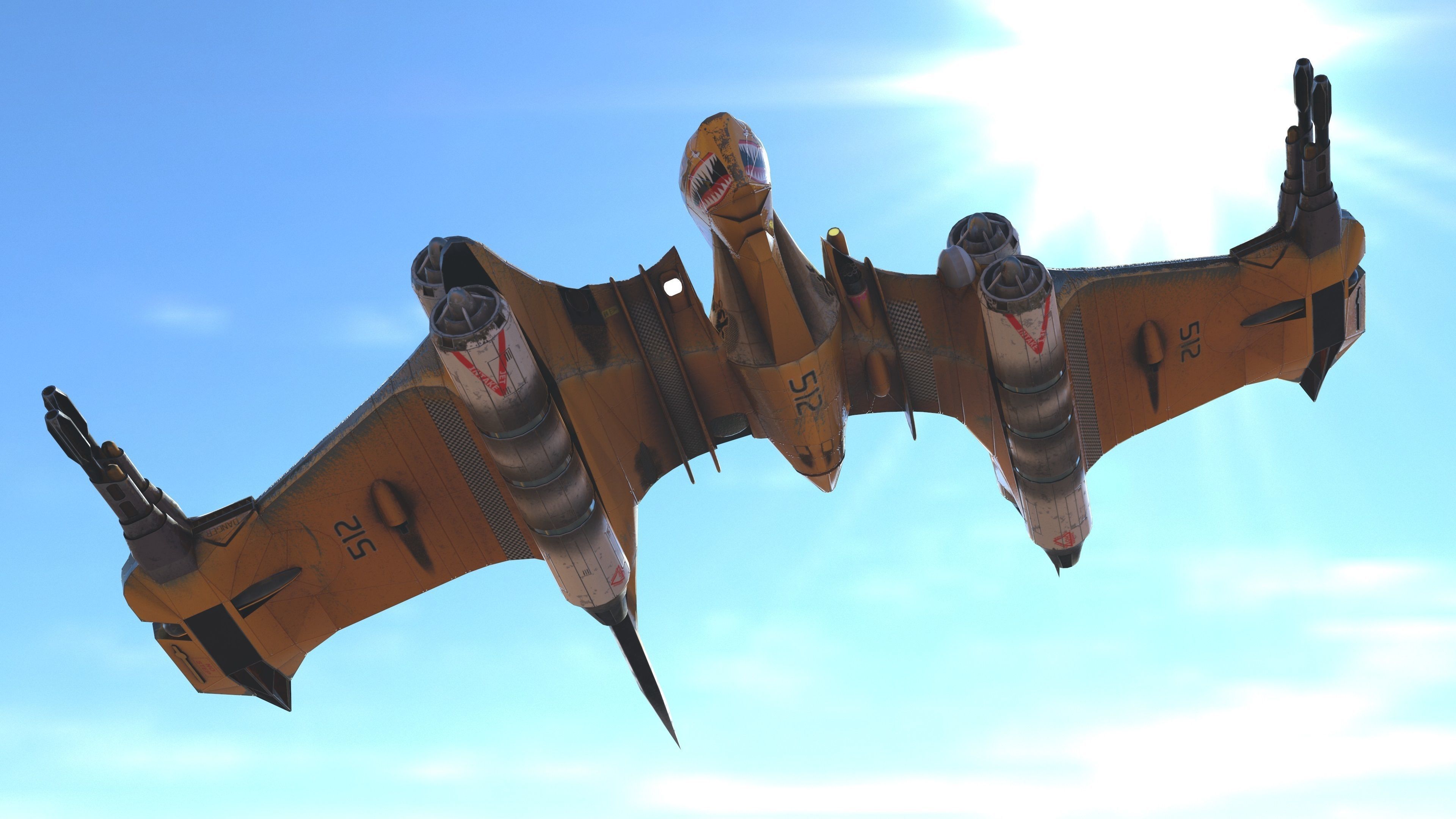 T-Fighter space superiority fighter Low-poly 3D model_23