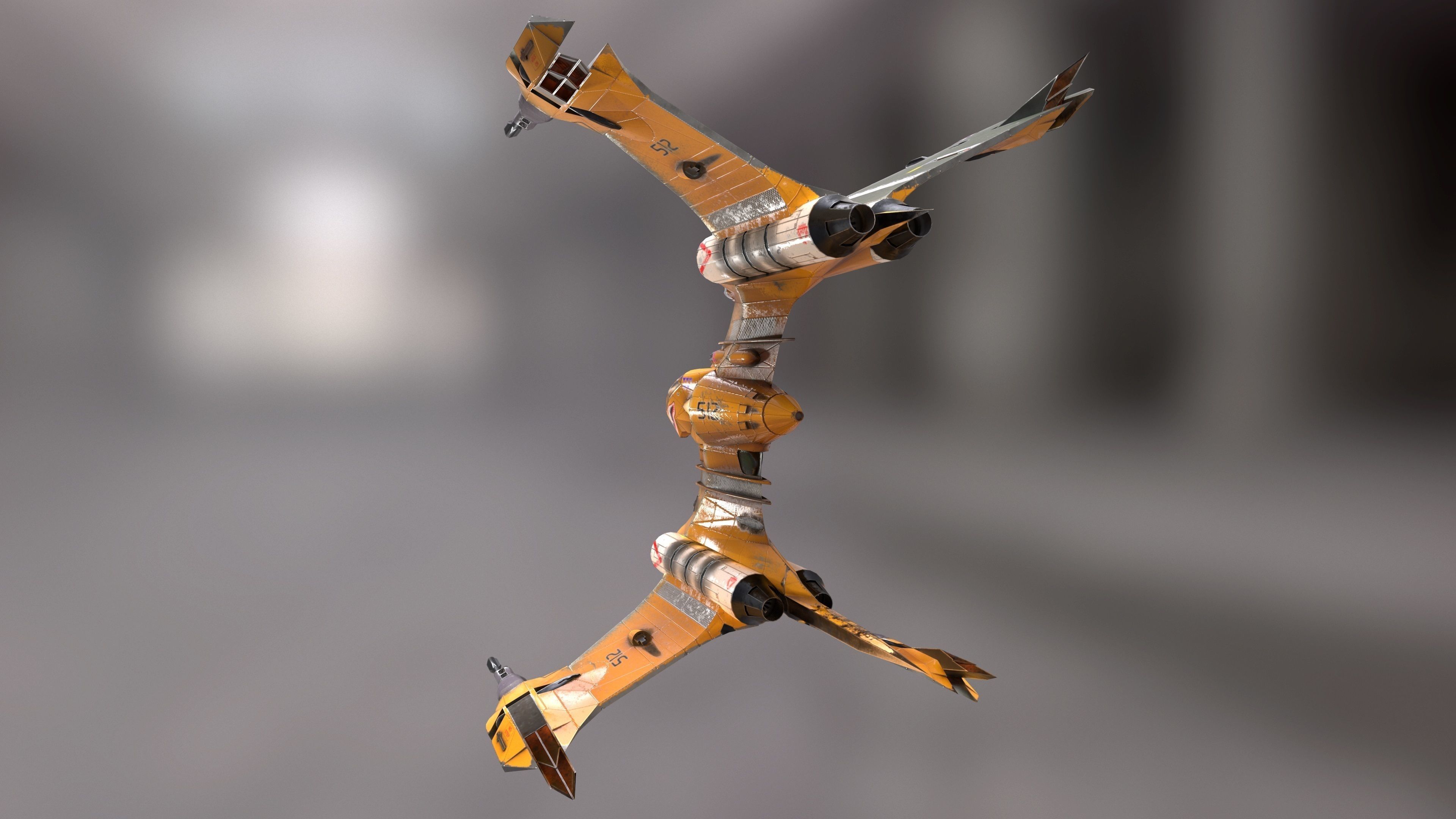 T-Fighter space superiority fighter Low-poly 3D model_22