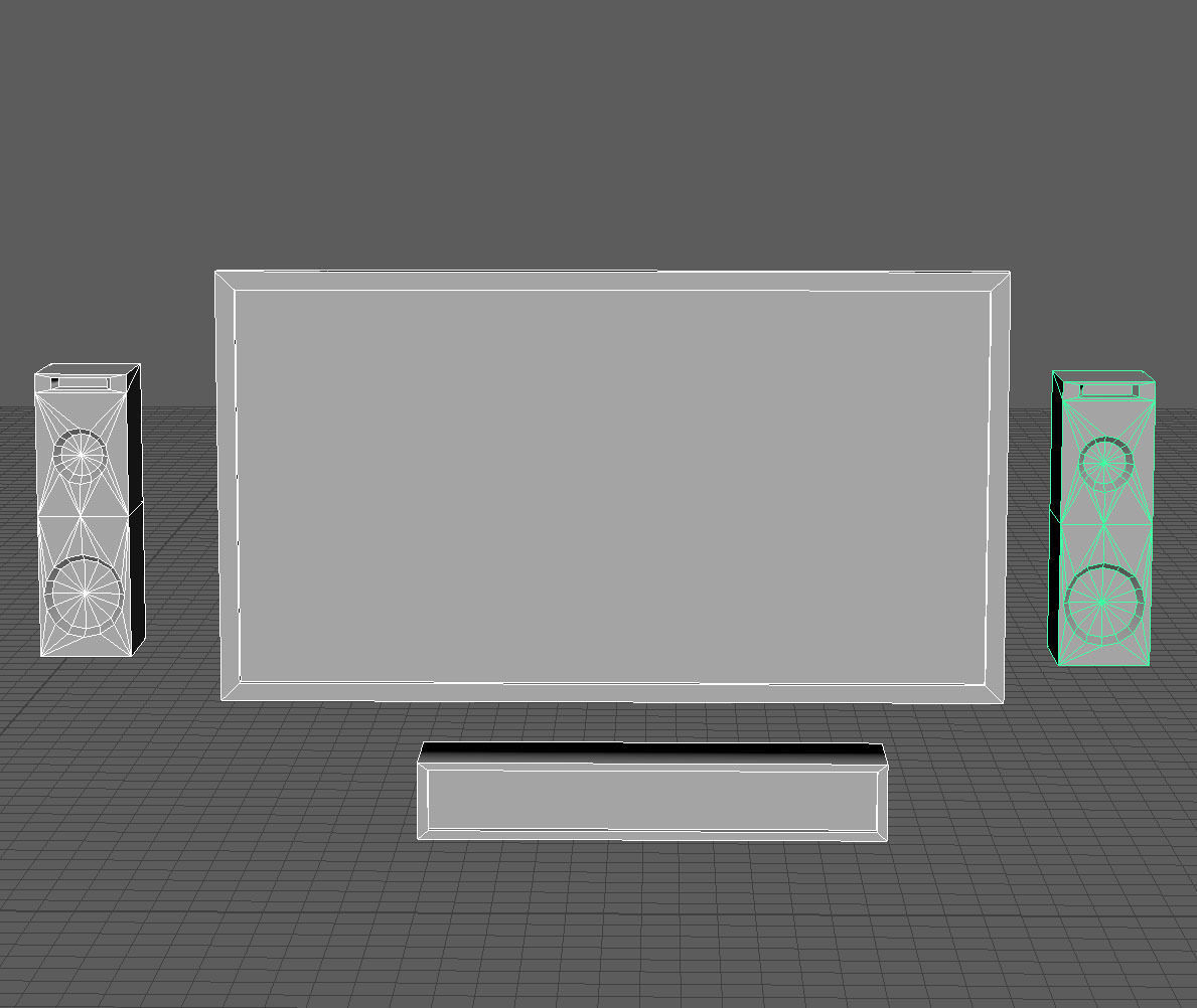 TV and Speaker Set Free low-poly 3D model_4