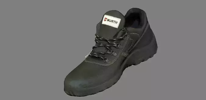 Boot 3D model low poly pair of safety shoes