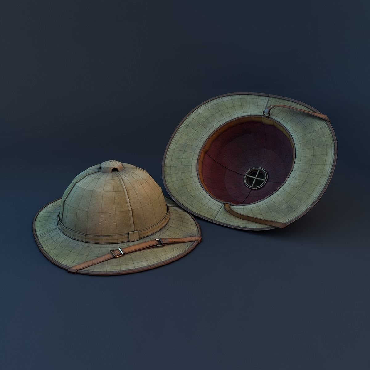 Hat for Travelers Low-poly 3D model_4