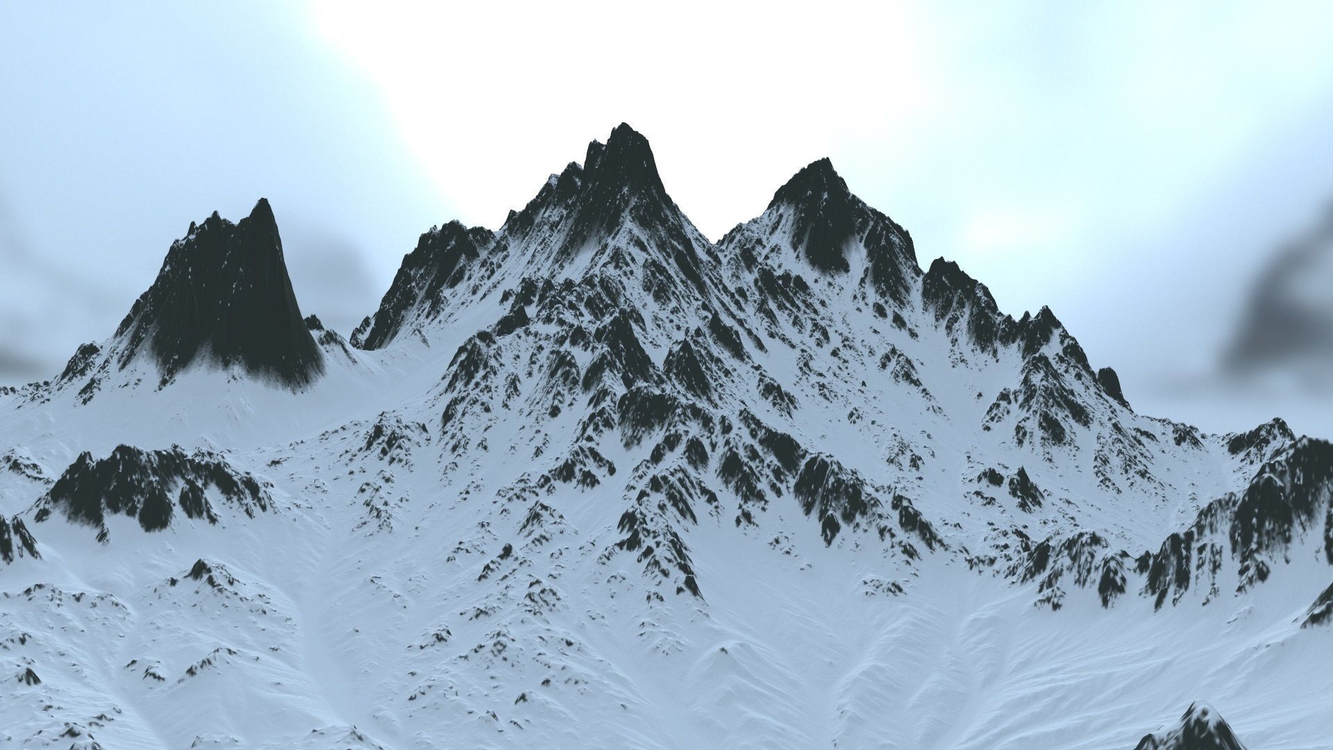 snow mountain Low-poly 3D model_13