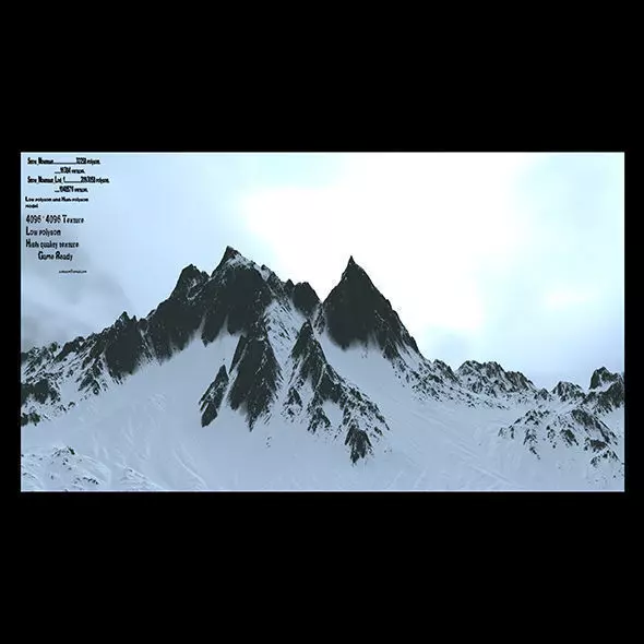 snow mountain Low-poly 3D model_0