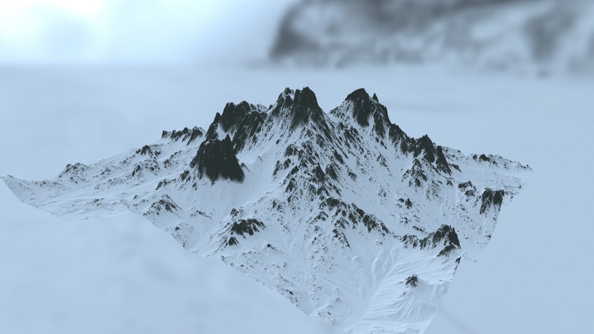 snow mountain Low-poly 3D model_2
