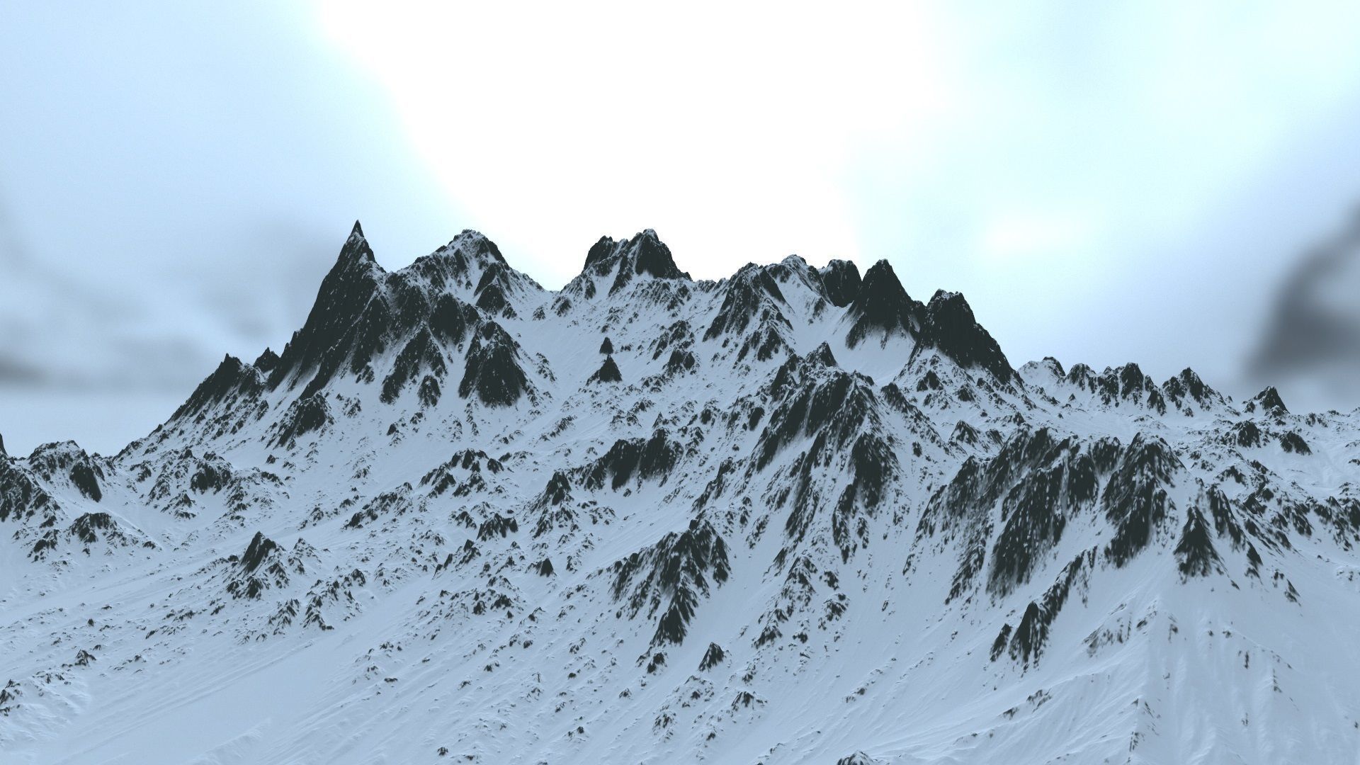 snow mountain Low-poly 3D model_10