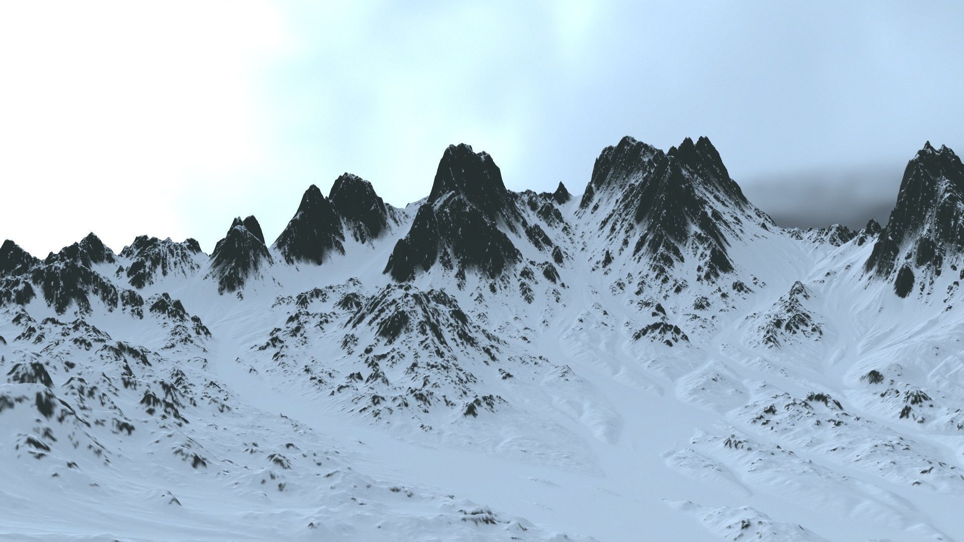 snow mountain Low-poly 3D model_15