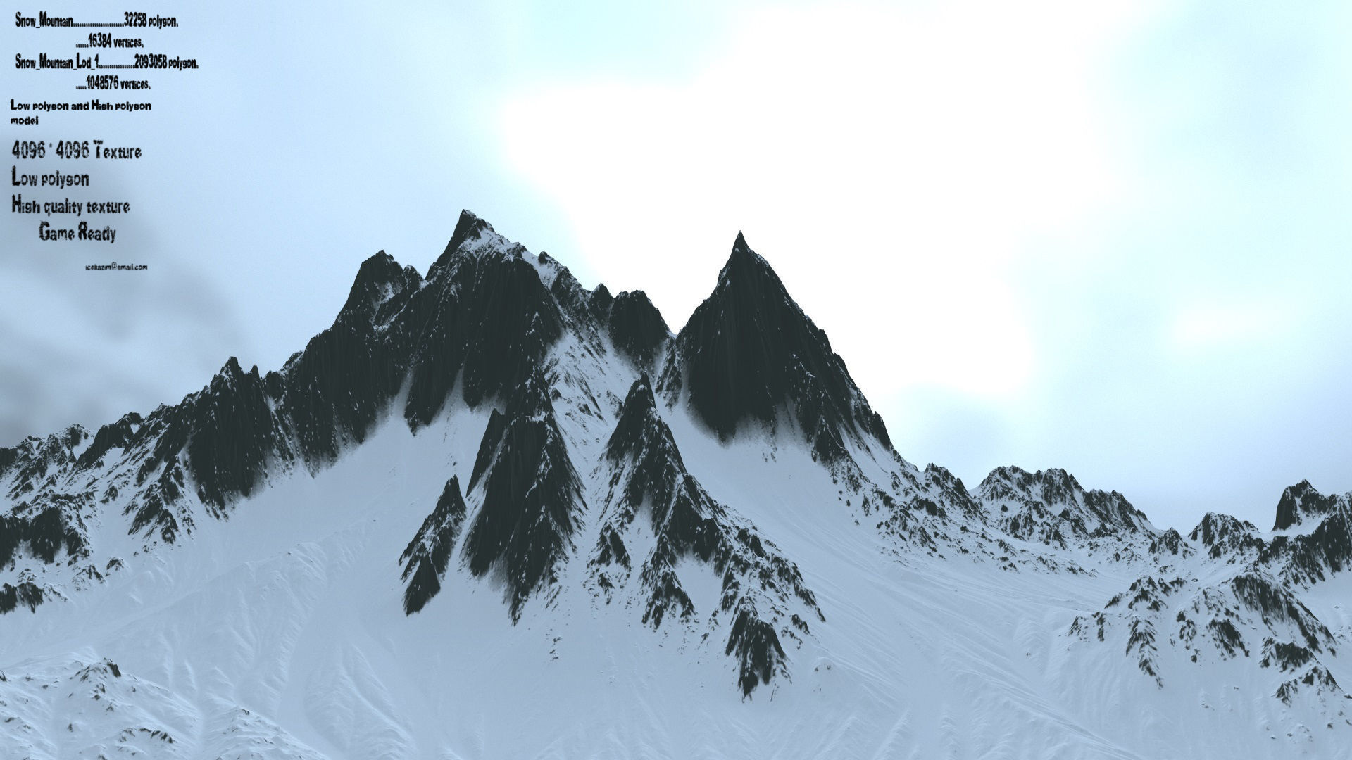 snow mountain Low-poly 3D model_1
