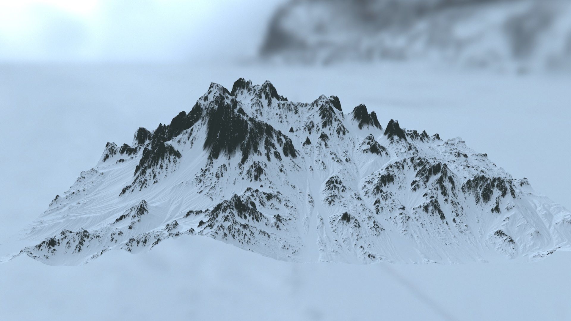 snow mountain Low-poly 3D model_9