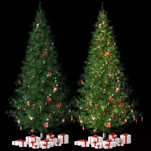 Christmas tree with gifts toys balls and garlands