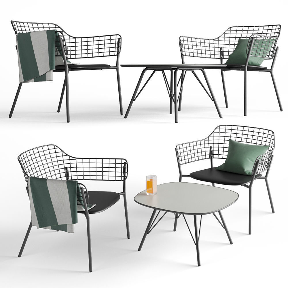 3D model Modern outdoor chair and coffee table Emy Lyze