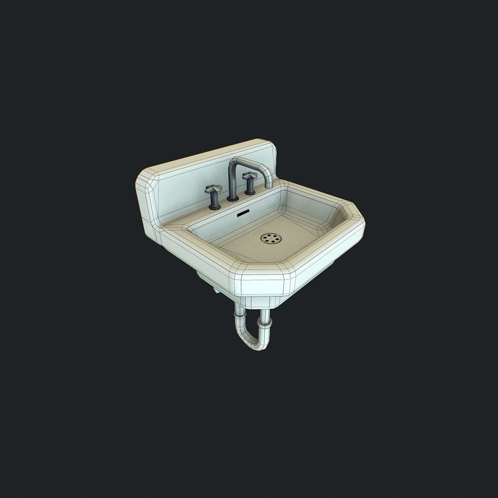 Sink Dirty pbr Low-poly 3D model_11