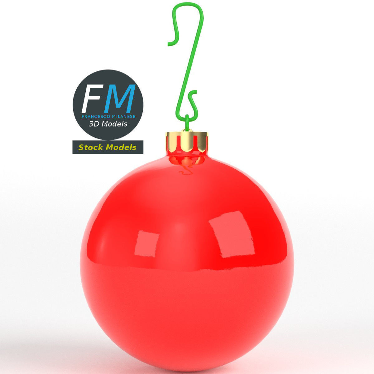 Christmas ball glossy 3D model_3