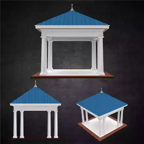 Pavilion free standing structure architectural hipped roof Low-poly 3D model