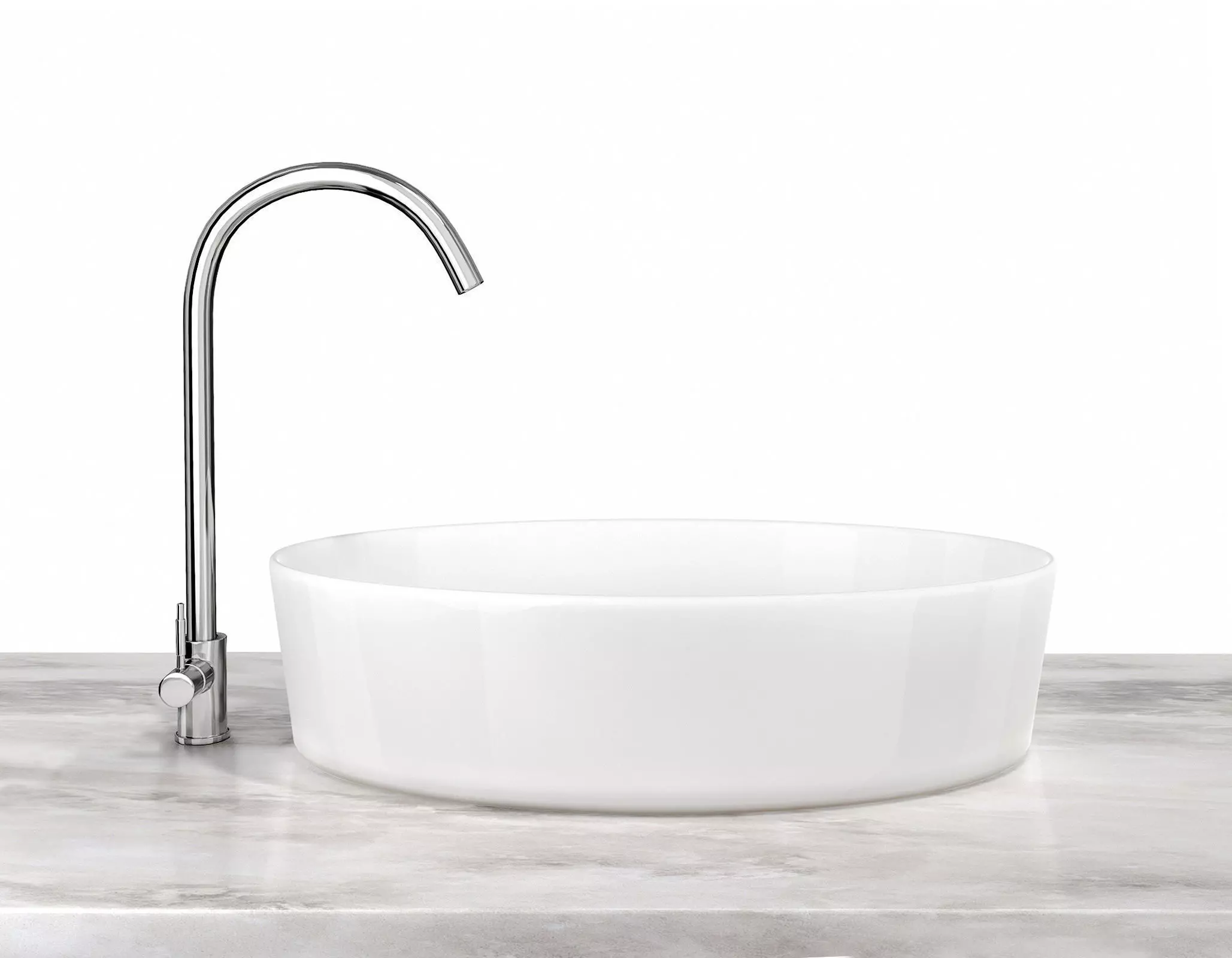 Ceramic Sink and Chrome Faucet 3D model