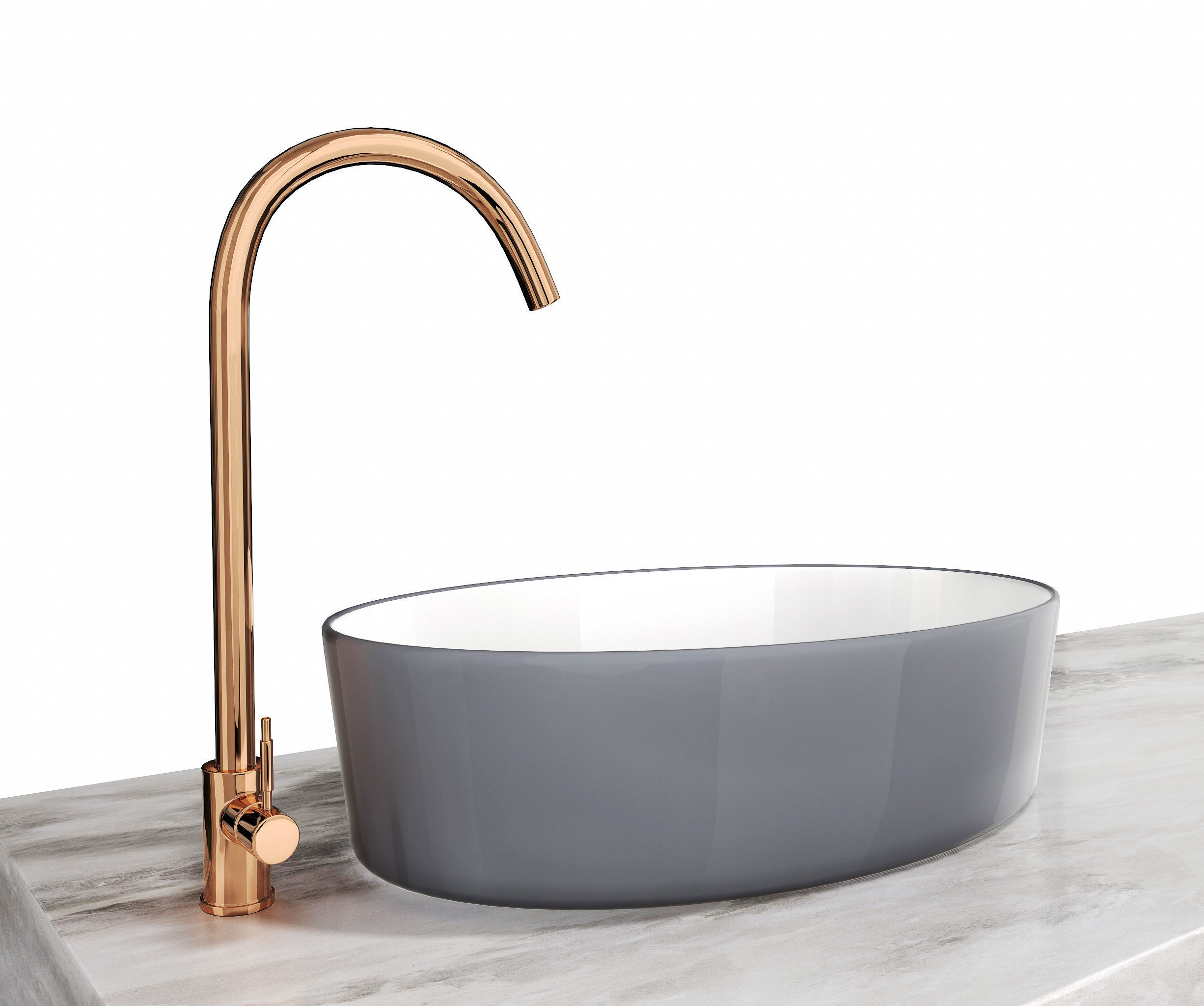 Ceramic Sink and Copper Faucet 3D model_6