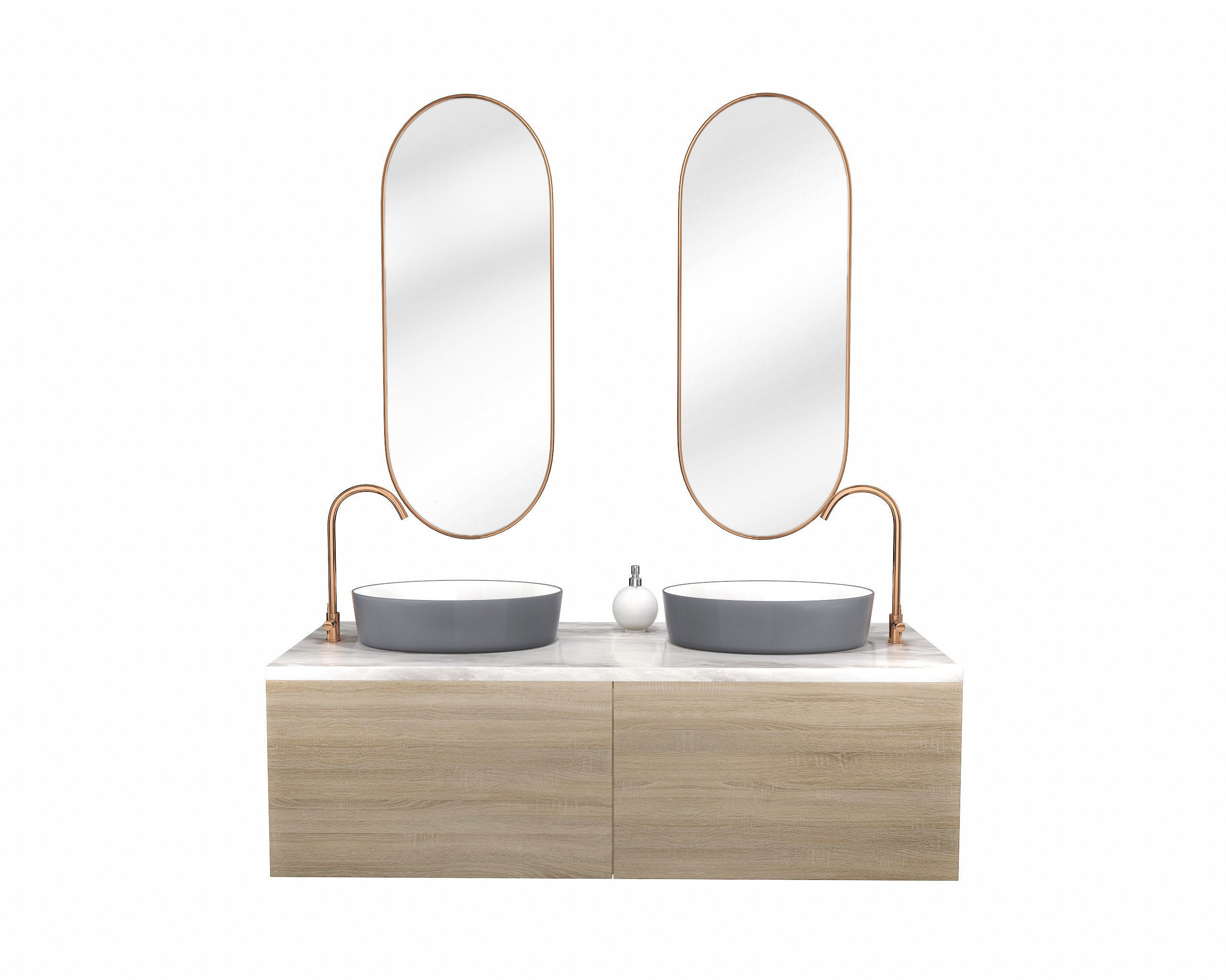 Ceramic Sink and Copper Faucet 3D model_1