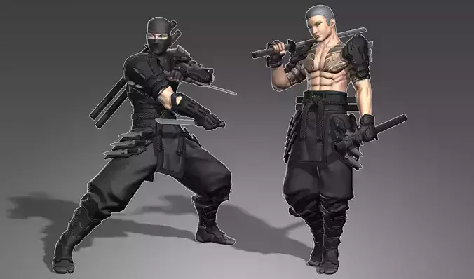 Armored Male Ninja Low-poly 3D model