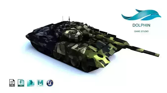 T-90 Tank Low-poly 3D model