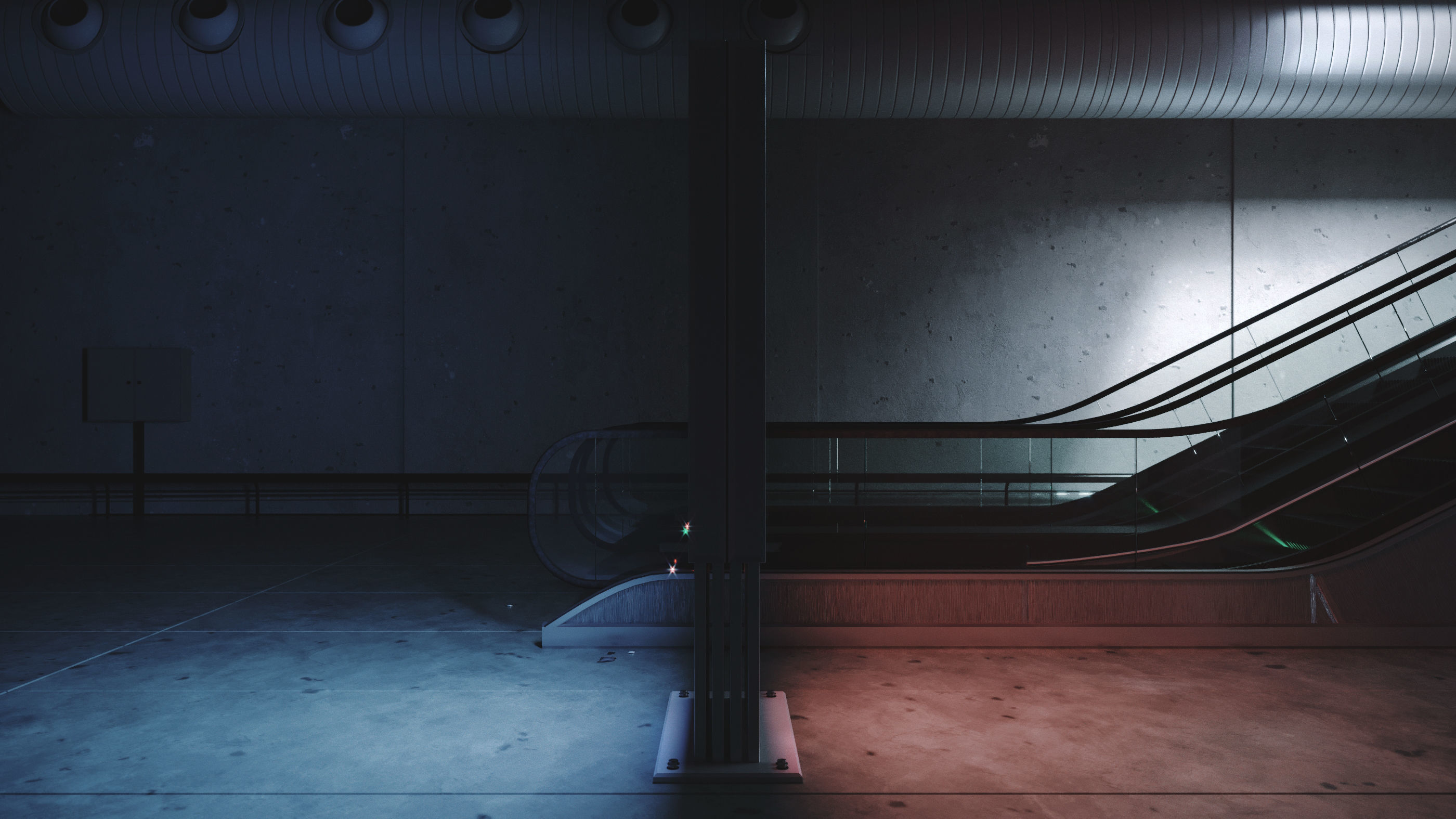 Rigged subway escalator scene 3D model_6