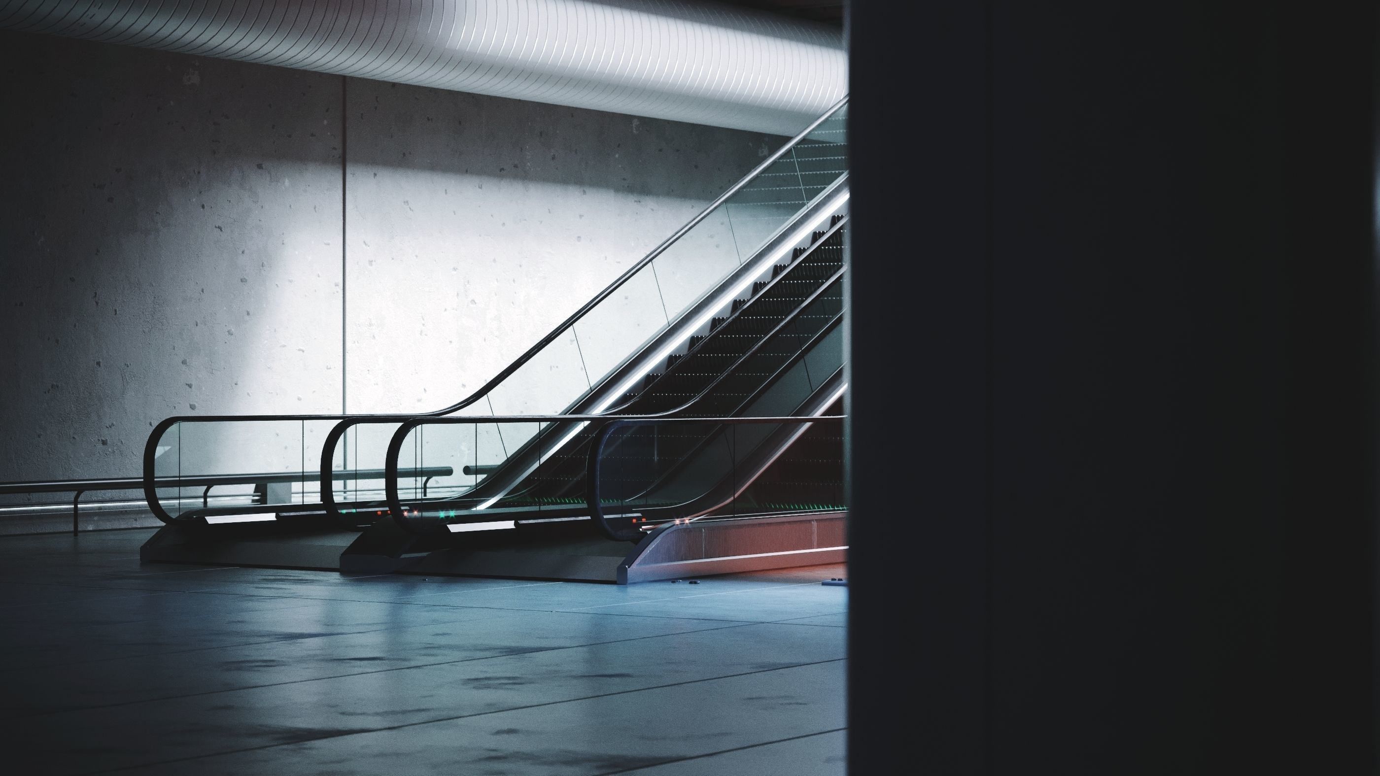 Rigged subway escalator scene 3D model_4