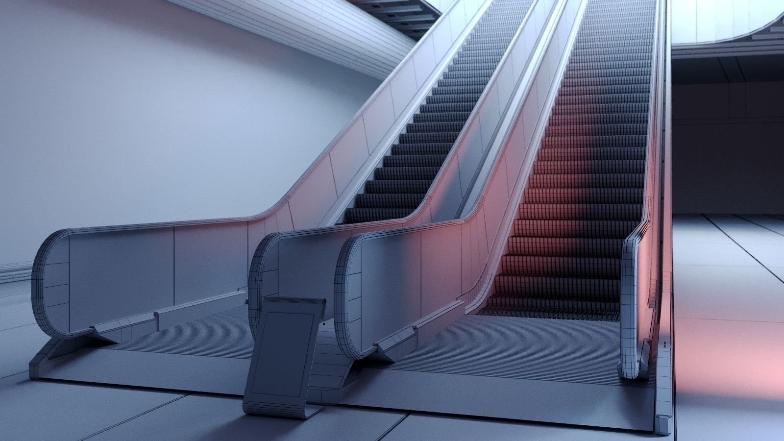 Rigged subway escalator scene 3D model_8