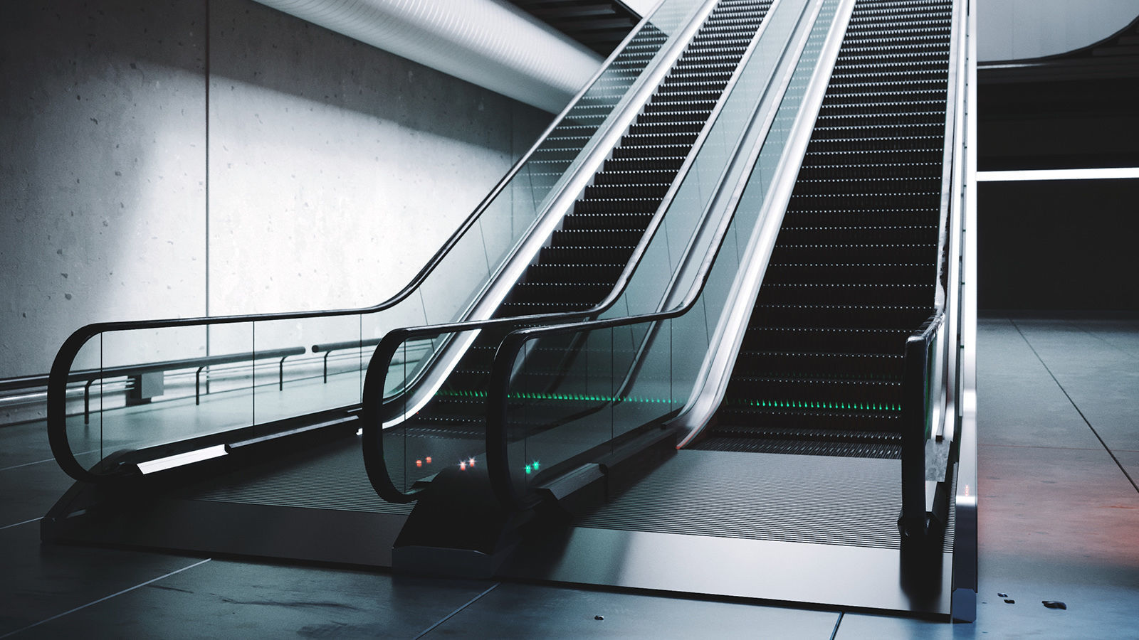 Rigged subway escalator scene 3D model_0