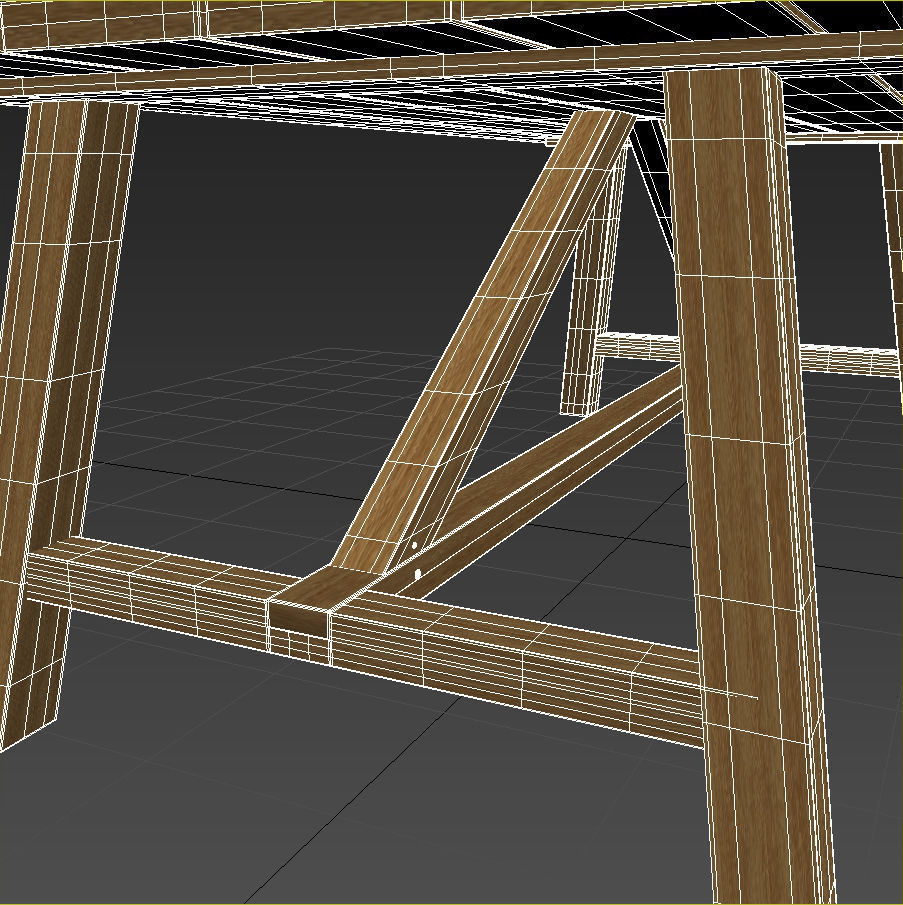 Crosby Teak Coffee Table Low-poly 3D model_4