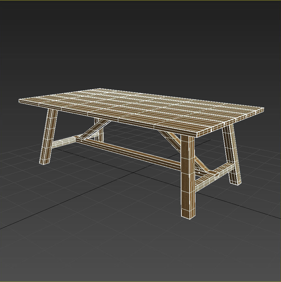 Crosby Teak Coffee Table Low-poly 3D model_3