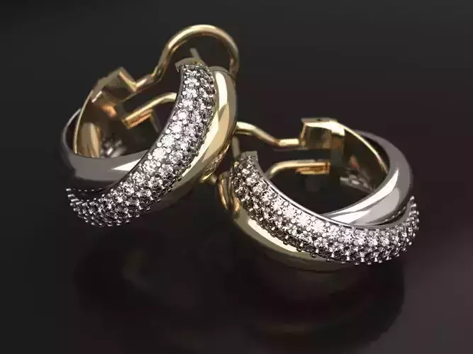 Three color diamond earrings