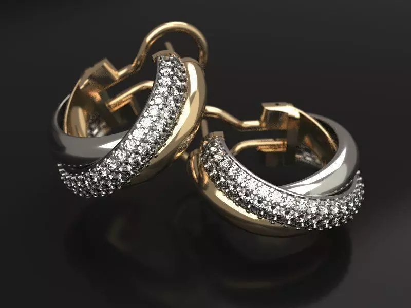 Three color diamond earrings 3D print model