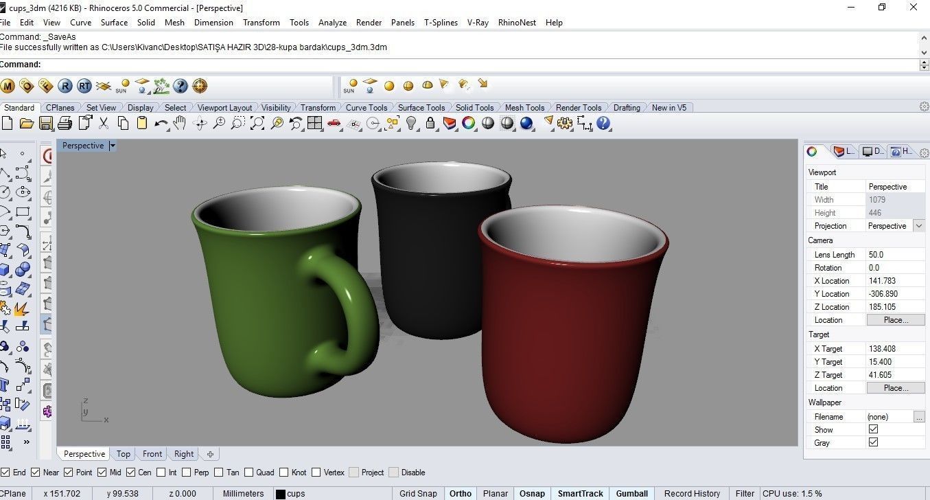 Cup Glass Low-poly 3D model_8