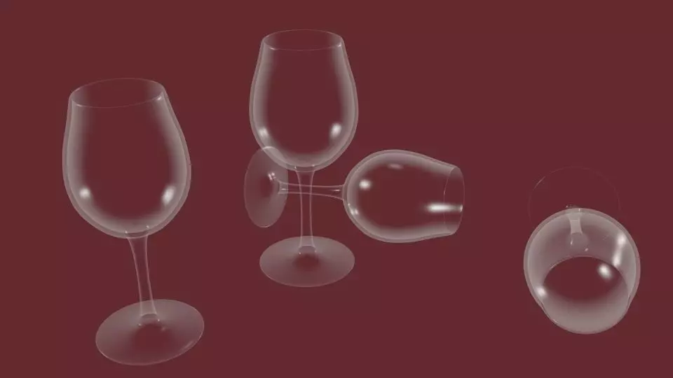 Wine Glass Low-poly 3D model_0