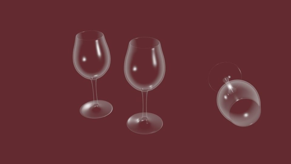Wine Glass Low-poly 3D model_2