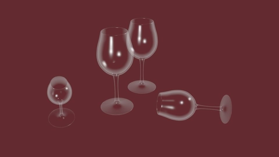 Wine Glass Low-poly 3D model_3