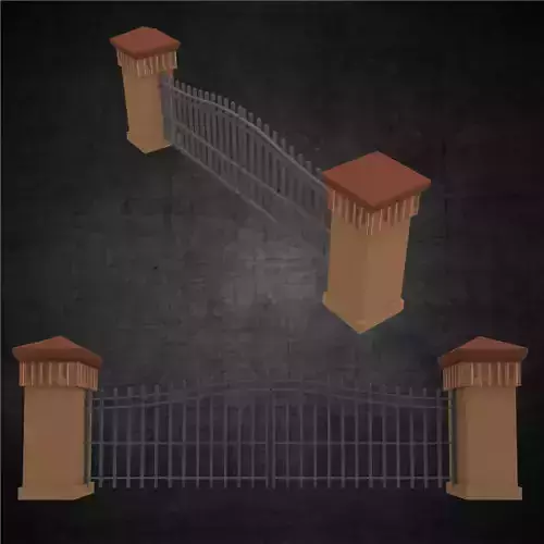 Entry gates for any residence or commercial project Low-poly 3D model