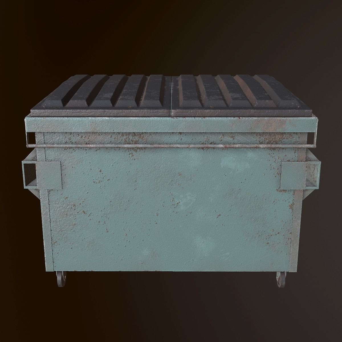 Dumpster - PBR Game Ready metal trash can on wheels Low-poly 3D model_2