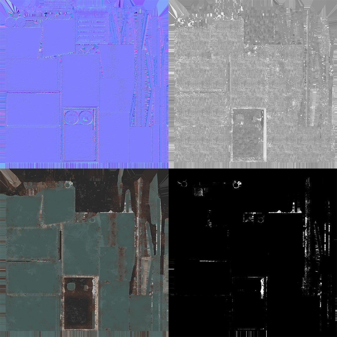 Dumpster - PBR Game Ready metal trash can on wheels Low-poly 3D model_9