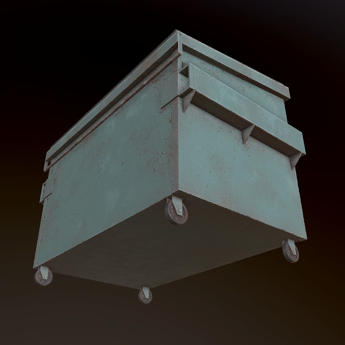 Dumpster - PBR Game Ready metal trash can on wheels Low-poly 3D model_1