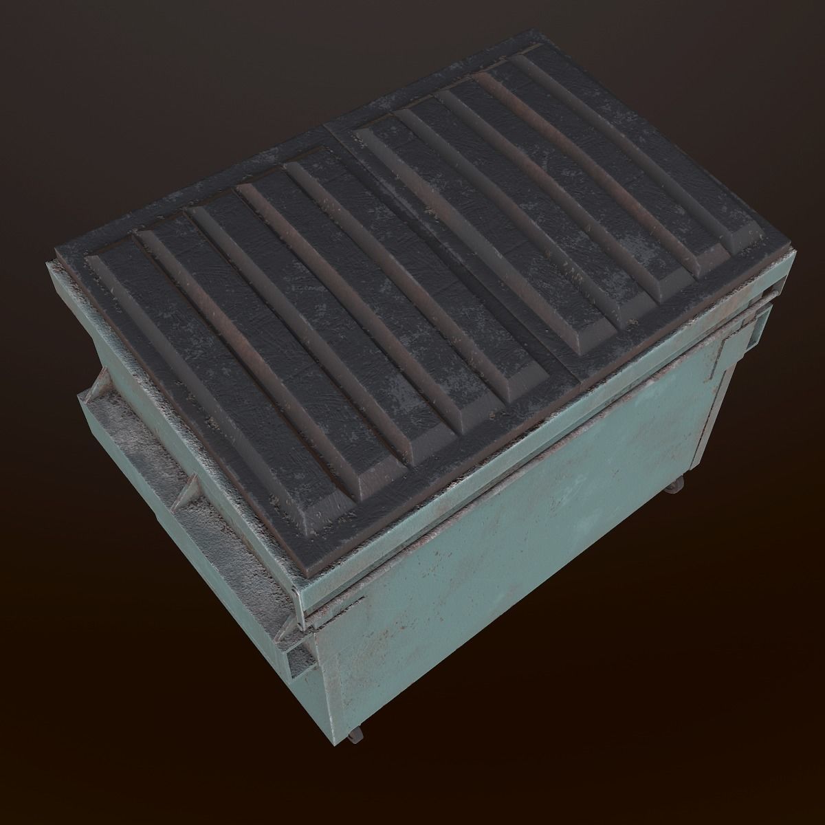 Dumpster - PBR Game Ready metal trash can on wheels Low-poly 3D model_5