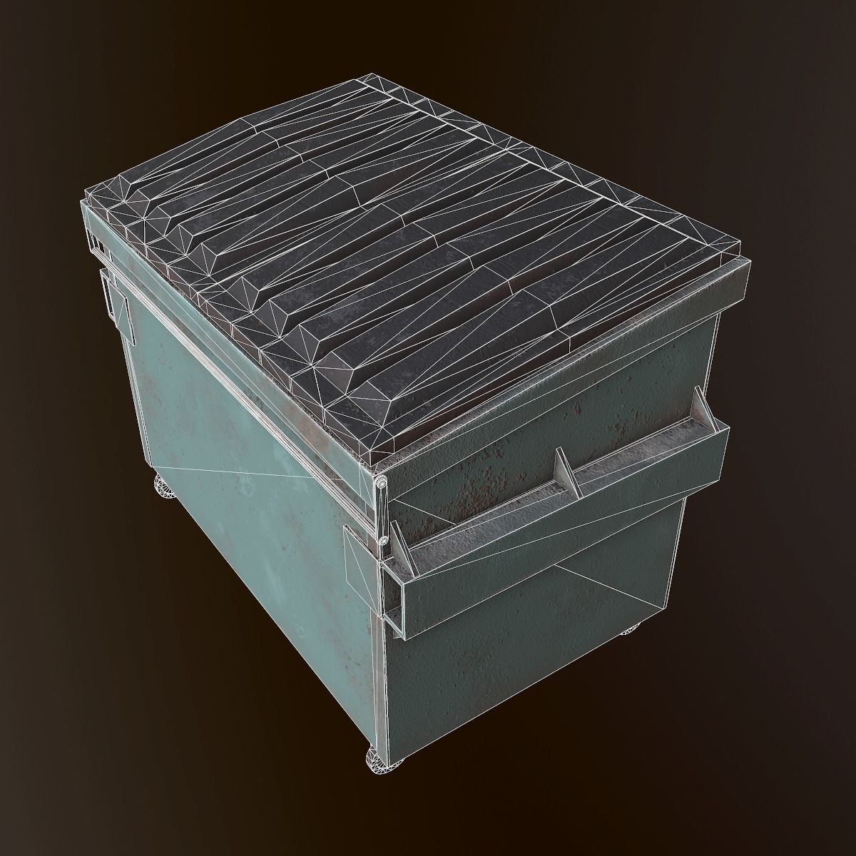 Dumpster - PBR Game Ready metal trash can on wheels Low-poly 3D model_10