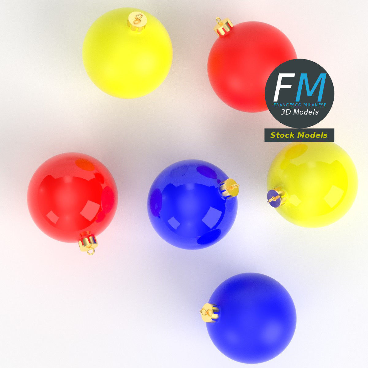 Christmas balls set 3D model_6