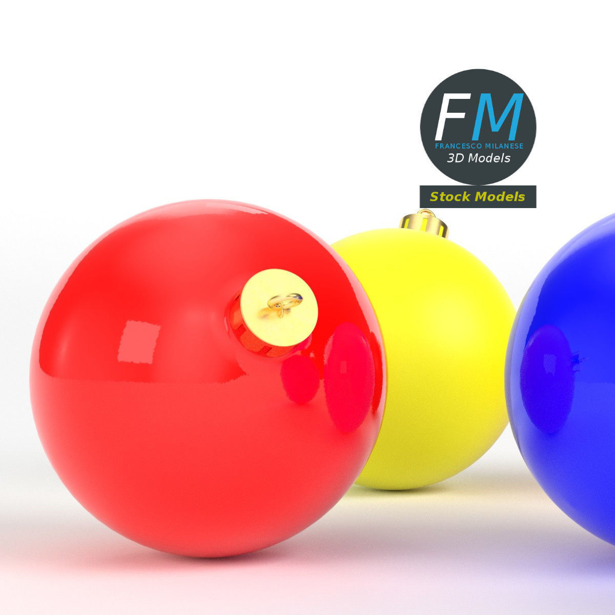 Christmas balls set 3D model_3