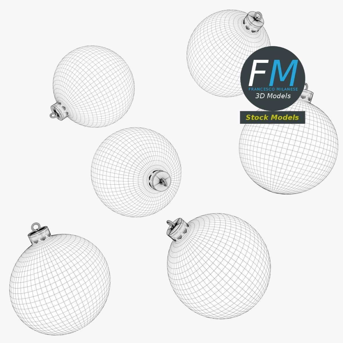 Christmas balls set 3D model_7