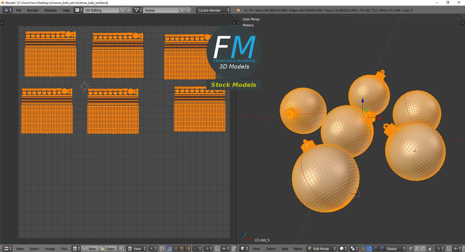 Christmas balls set 3D model_10