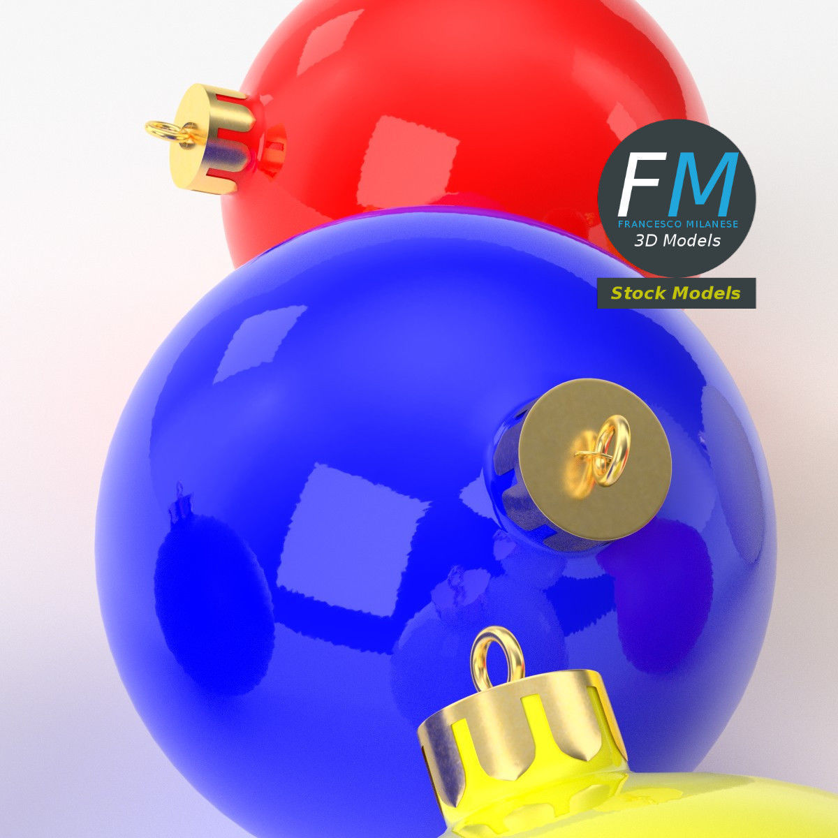 Christmas balls set 3D model_5