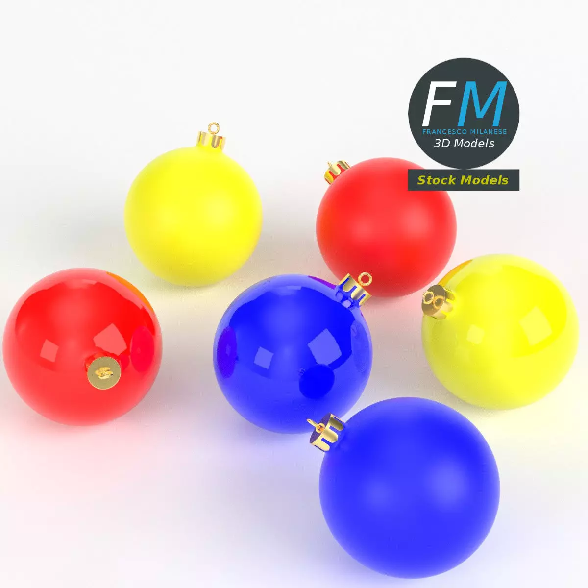 Christmas balls set 3D model_0