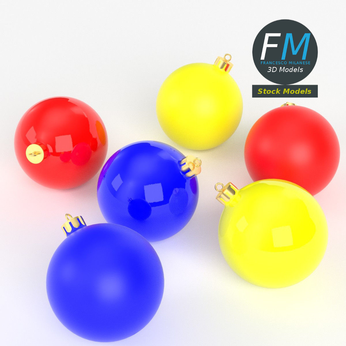 Christmas balls set 3D model_2
